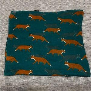 Joy Susan Teal and Orange Fox Print Scarf